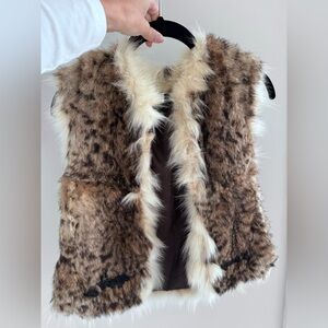 Roberto Cavalli Brown and Cream Rabbit Fur Vest